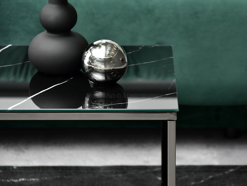 Konferenční stolek Bella S (černý mramor + černá)