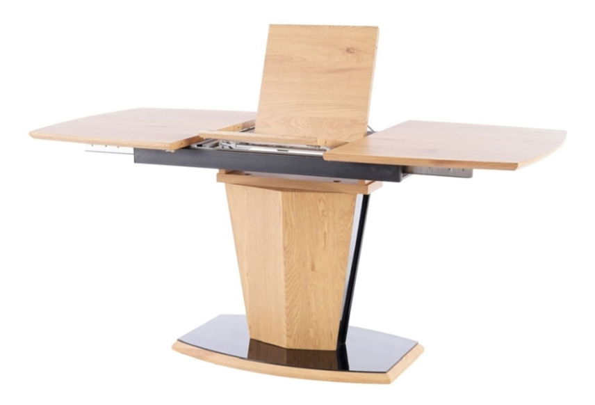 Rozkládací jídelní stůl 120-160 cm Hastly (dub + černá) (pro 4 až 6 osob)