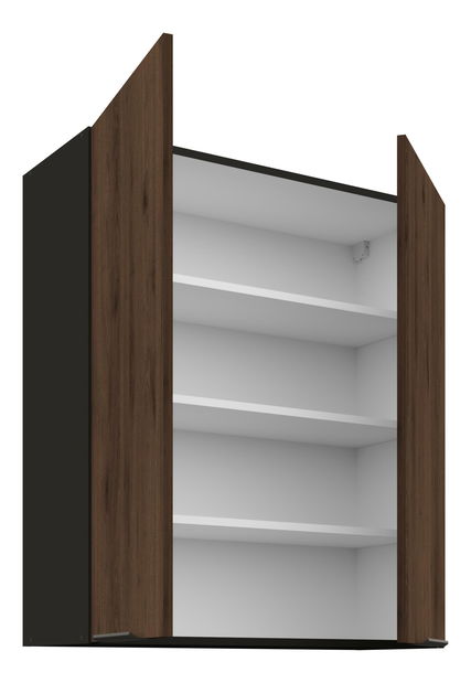 Horní kuchyňská skříňka Manana 80 G 90 2F (korpus: černá matná + fronta: ořech okapi)