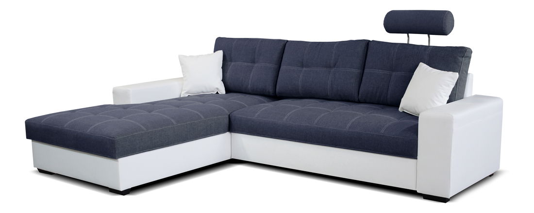 Rohová sedací souprava Corato L+2F (modrá + bílá) (L)