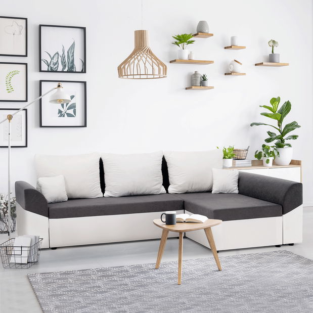 Rohová sedací souprava Daisy (P) (bílá + šedá)