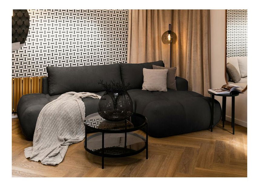 Rohová sedací souprava Ombre (P) (černá + černá)