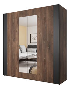 Šatní skříň Signat Typ 18 (černá + dub flagstaff)