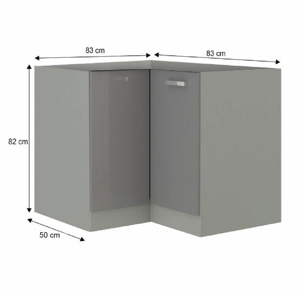 Dolní rohová kuchyňská skříňka Pleitton (šedá)