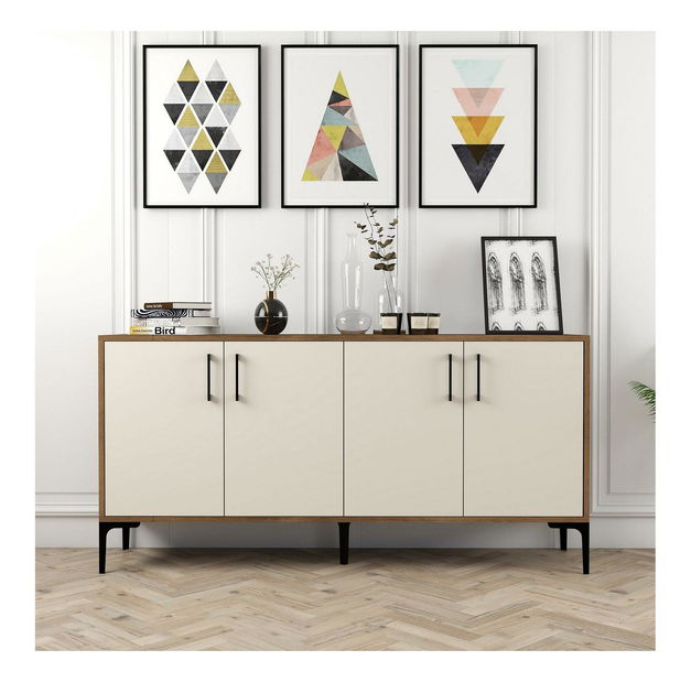 Skříňka Kim 160 (ořech + krémová)