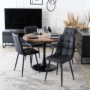 Jídelní stůl Luchan (dub rustikal + černá) (pro 4 osoby)