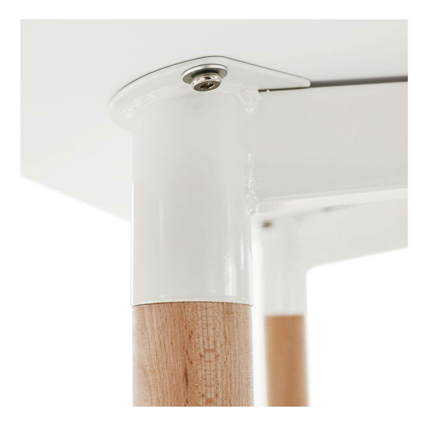 Jídelní stůl Dirrax 5 (bílá matná + buk) (pro 2 osoby)