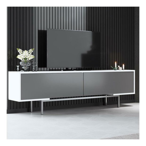 TV stolek/skříňka Flair 3 (antracit + bílá + stříbrná)