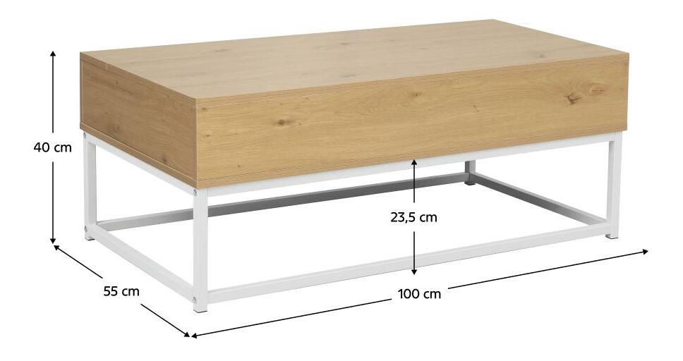 Konferenční stolek Lendemain (dub + bílá) (s úl. prostorem)