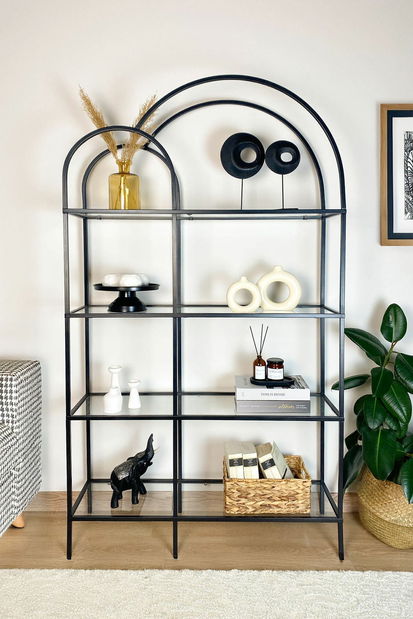 Regál Twinnis (černá + čiré sklo)