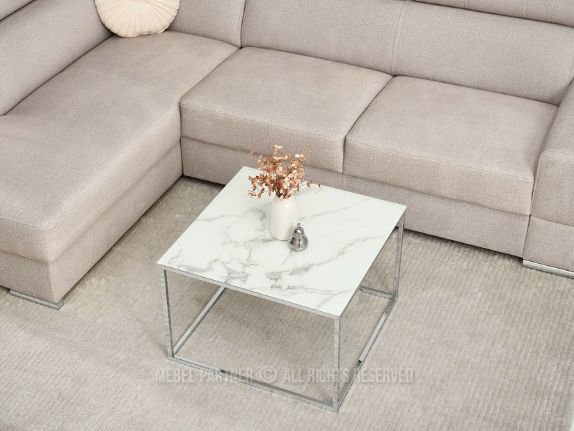 Konferenční stolek Bella M (bílý mramor + chromová)