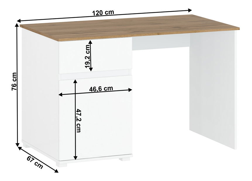 Pc stolek Vilgi 1D1S/120 (lesk bílý + dub wotan)