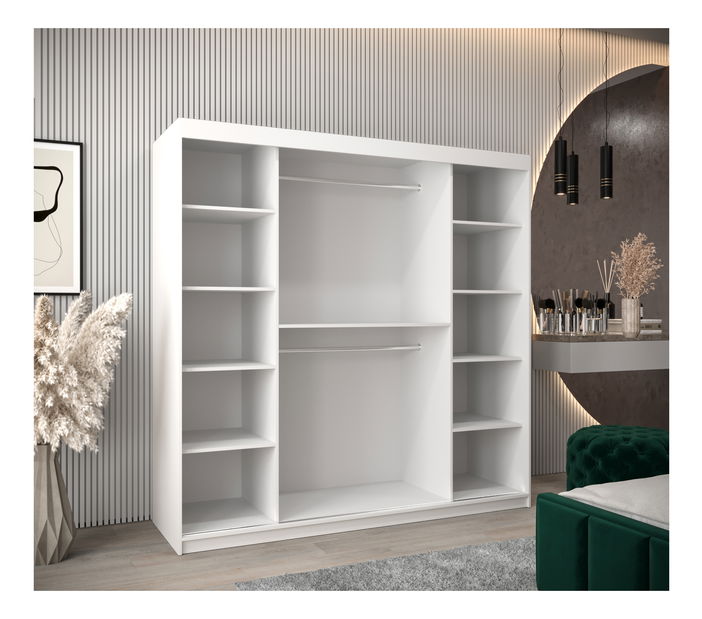 Šatní skříň 200 cm Toki (Bílá matná + Bílá matná)