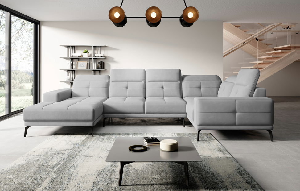 Rohová sedačka ve tvaru U Nicolette (světle šedá) (P)