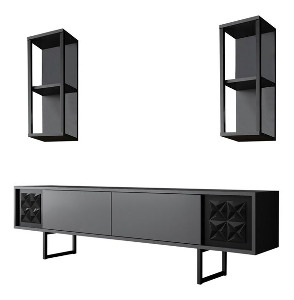 Sestava nabytku do obývacího pokoje Buon 2 (Antracit + Černá)