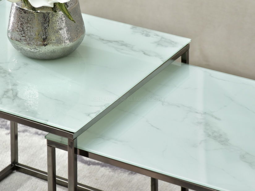 Konferenční stolek Prana Law (bílý mramor + černá)