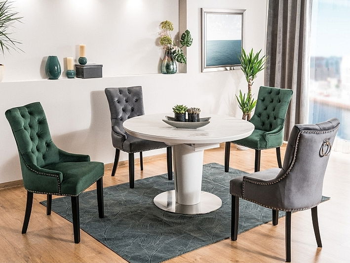 Rozkládací jídelní stůl 120-160 cm Oris (bílá) (pro 4 až 6 osob)