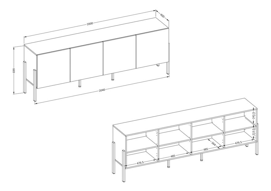 Komoda Kjukon 200 (švestka)