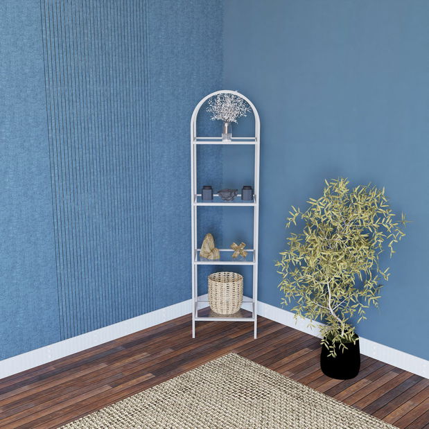 Regál Monisa 40 (bílá + sklo)