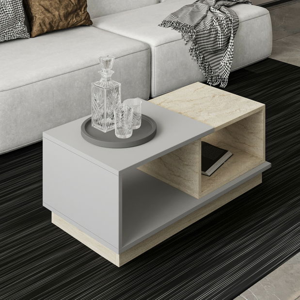 Konferenční stolek Concepto (travertin + šedá)