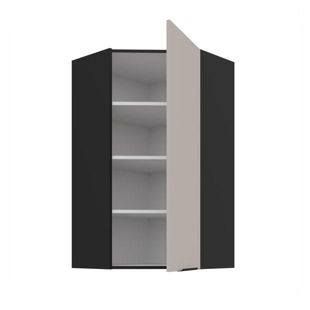 Horní rohová kuchyňská skříňka Aaron 60x60 GN-108 1F (45°) (černá matná + kašmír)