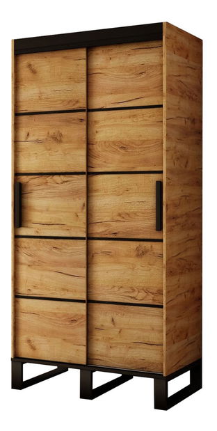 Šatní skříň 100 cm Willow V1 (dub craft zlatý + černá) *výprodej