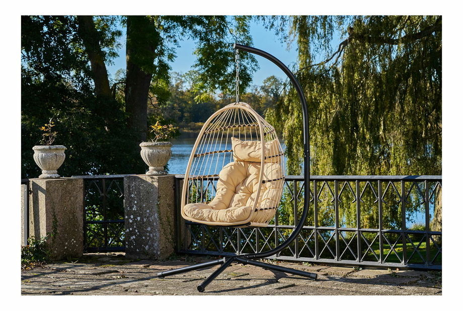 Závěsné křeslo Psaveria (přírodní + černá)