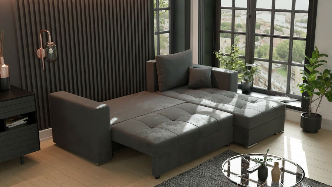 Rohová sedačka Josie (P) (tmavě šedá)