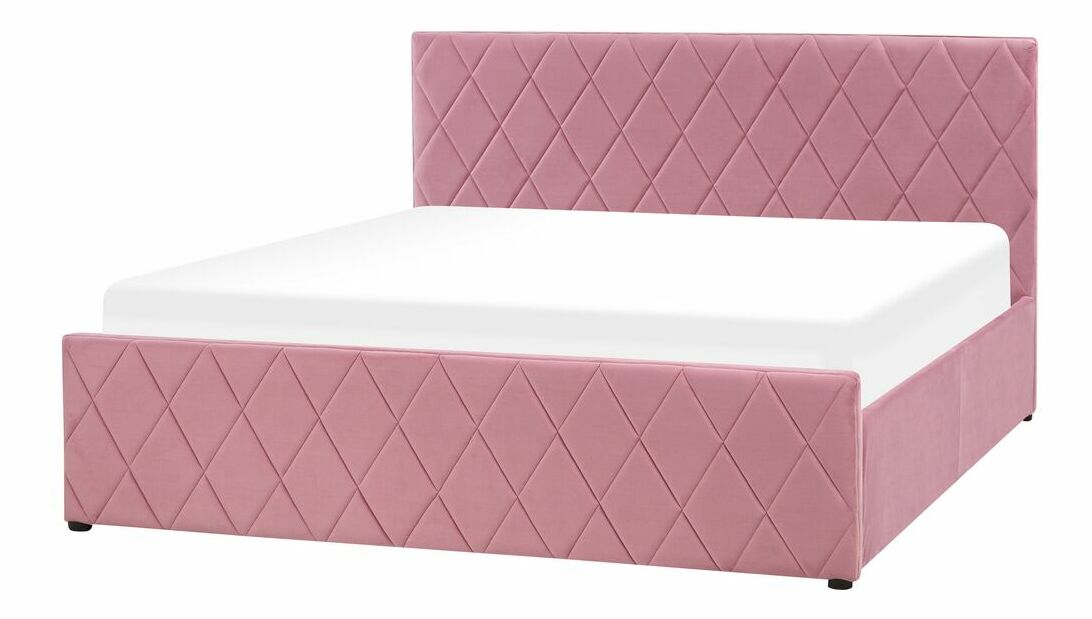 Manželská postel 160 cm Rhett (růžová) (s roštem a úložným prostorem)