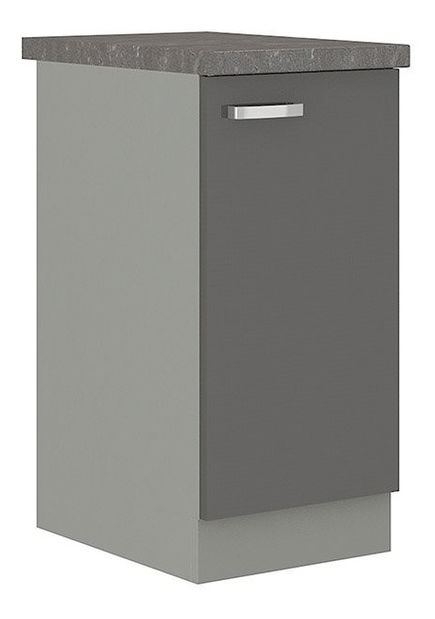 Dolní kuchyňská skříňka Milo 40 D 1F BB (šedá + šedý lesk)