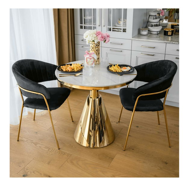 Jídelní stůl Greys 1 (zlatá + bílý mramor) (pro 4 osoby)