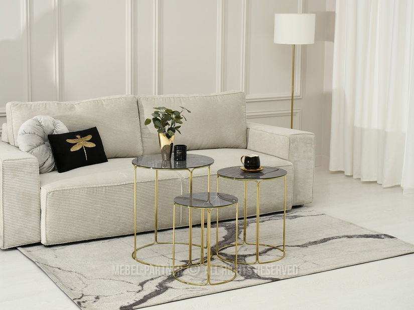 Konferenční stolek Belianni Zest (šedý mramor + zlatá)