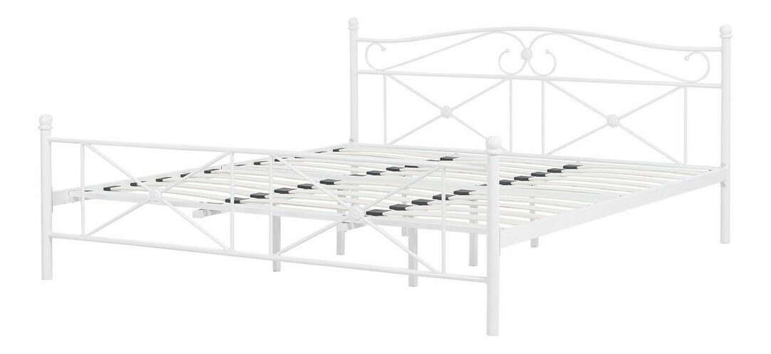 Manželská postel 180 cm RANDEZ (s roštem) (bílá)