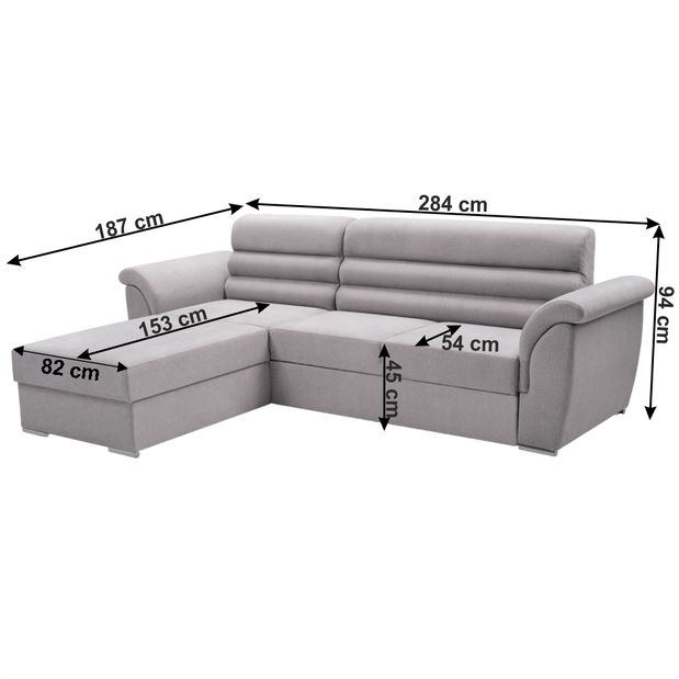 Rohová sedací souprava Foda (světle šedá) (L)