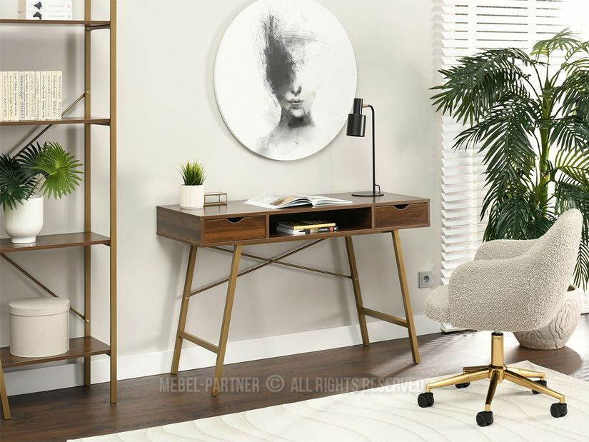 PC stolek Gavon (ořech + zlatá)