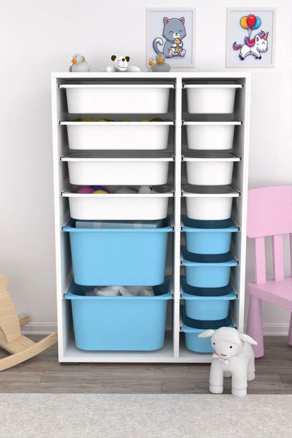 Organizér na hračky Dremonka 7 (bílá + modrá)