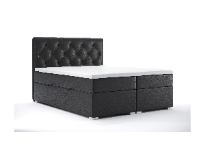 Boxspring postel 160 cm Ronda (černá ekokůže) (s úložným prostorem)