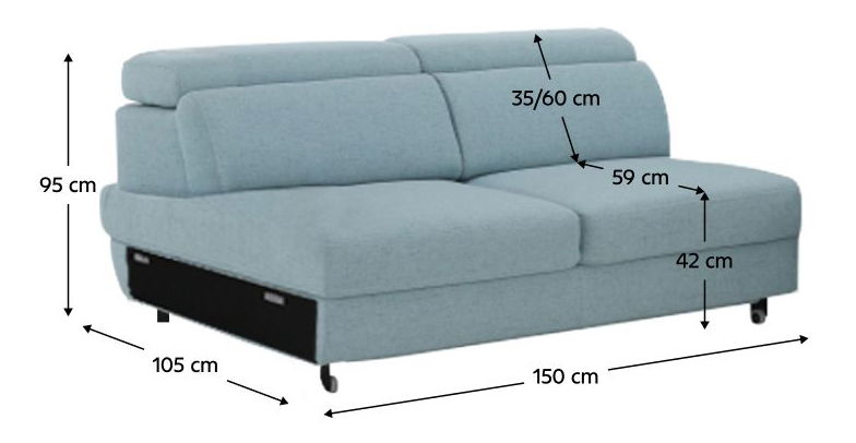 Pohovka 3-sed GEVONA (látka mentolová + krémová)