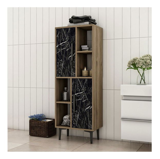 Regál Lonadi (ořech + mramor černý)