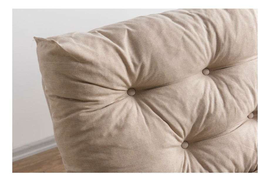 Rozkládací pohovka Sakotta (krémová + dřevo)