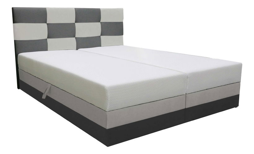 Manželská postel 180 cm Boxspring Marion Comfort (tmavě šedá + světle šedá) (s roštem a matrací)