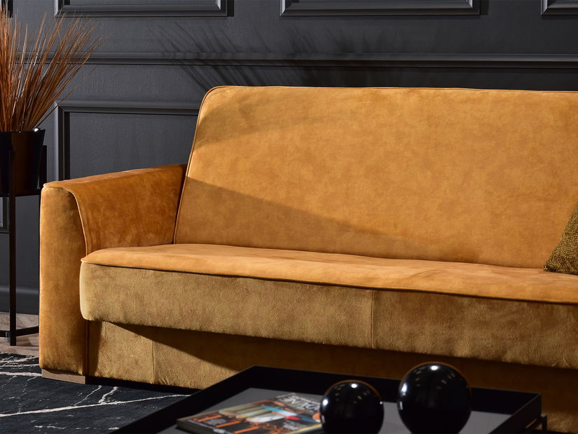 Pohovka třísedačka Masoquismo (hořčičná + buk)