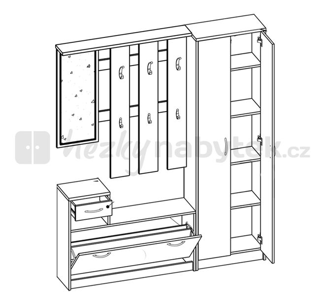 Předsíň Mecki wenge+bílá