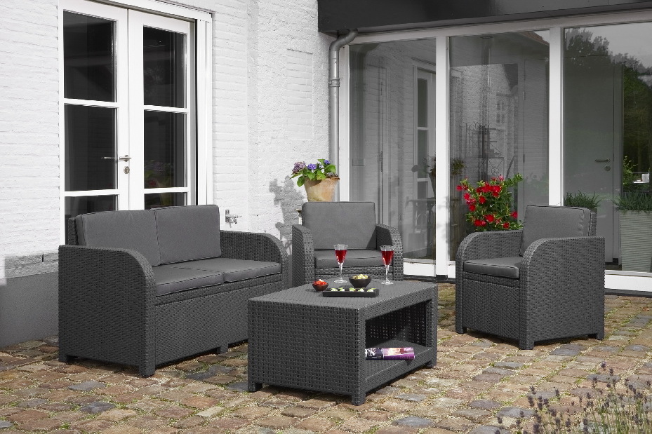 Zahradní nábytek Modena 4pc set 1+2+1 (um. rattan)