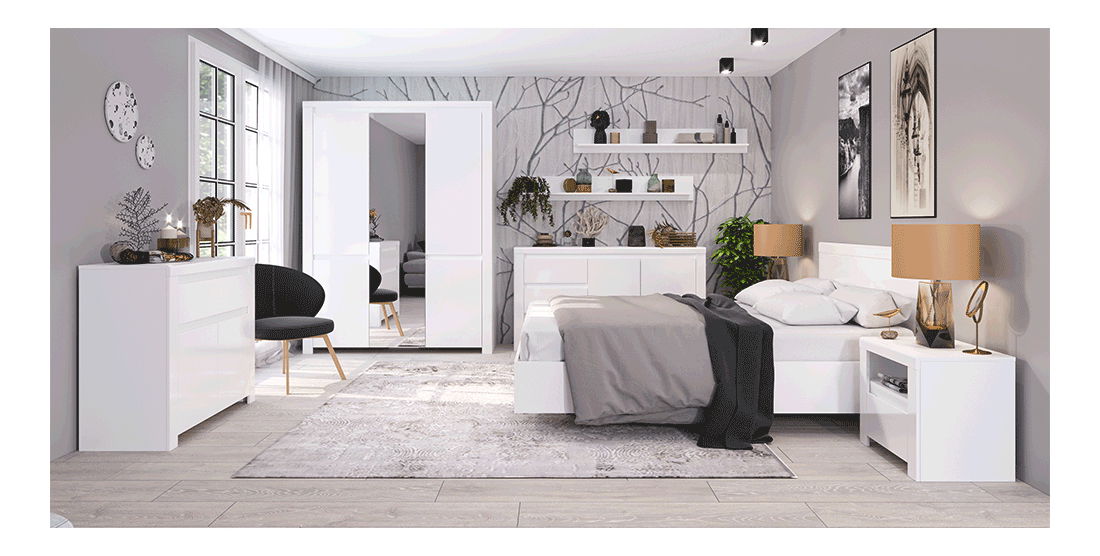 Komoda Lafer 2D1S (bílý lesk)