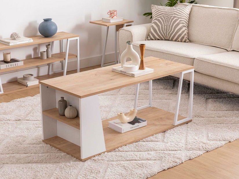 Konferenční stolek Nidupe 2 (dub safírový + bílá)
