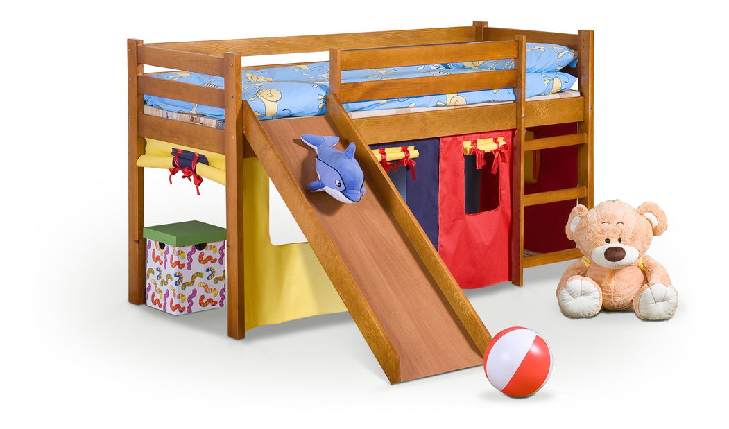 Patrová postel 80 cm Nariz (masiv, s roštem a matrací) (olše)