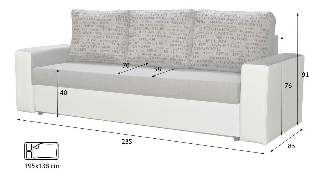 Pohovka Lavenda (béžová + černá)