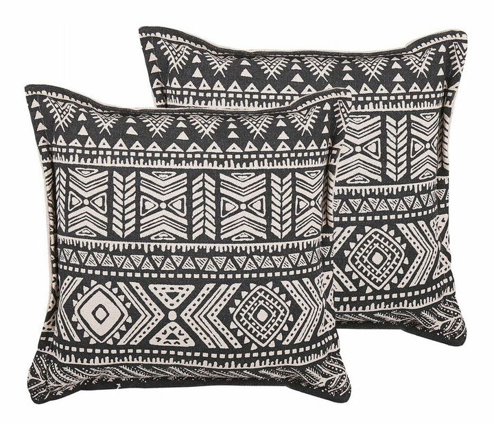 Sada 2 ozdobných polštářů 45 x 45 cm Sirna (černá)