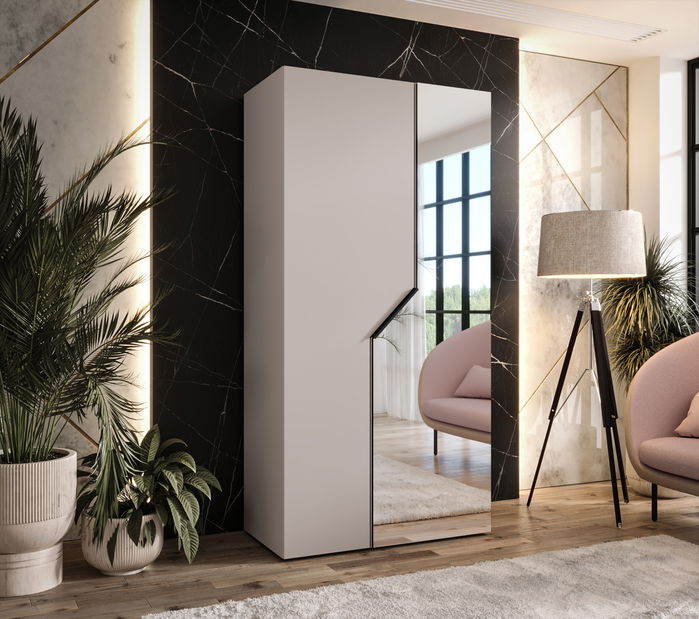 Šatní skříň Alaris 2 100 (kašmír + černá) (se zrcadlem)